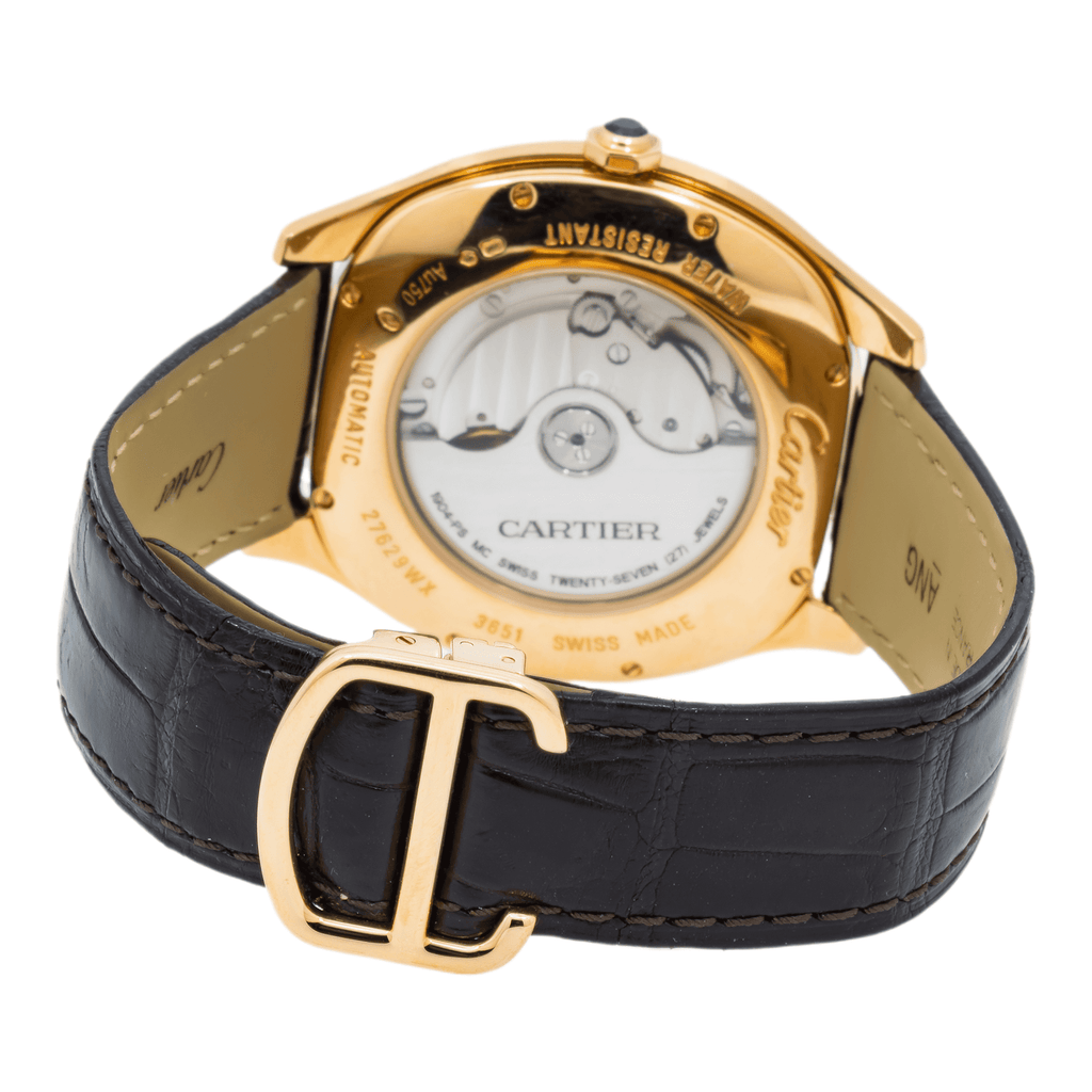 Pre-Owned Cartier Men's WGNM0004 Drive De Cartier Rose Gold with Leather Strap