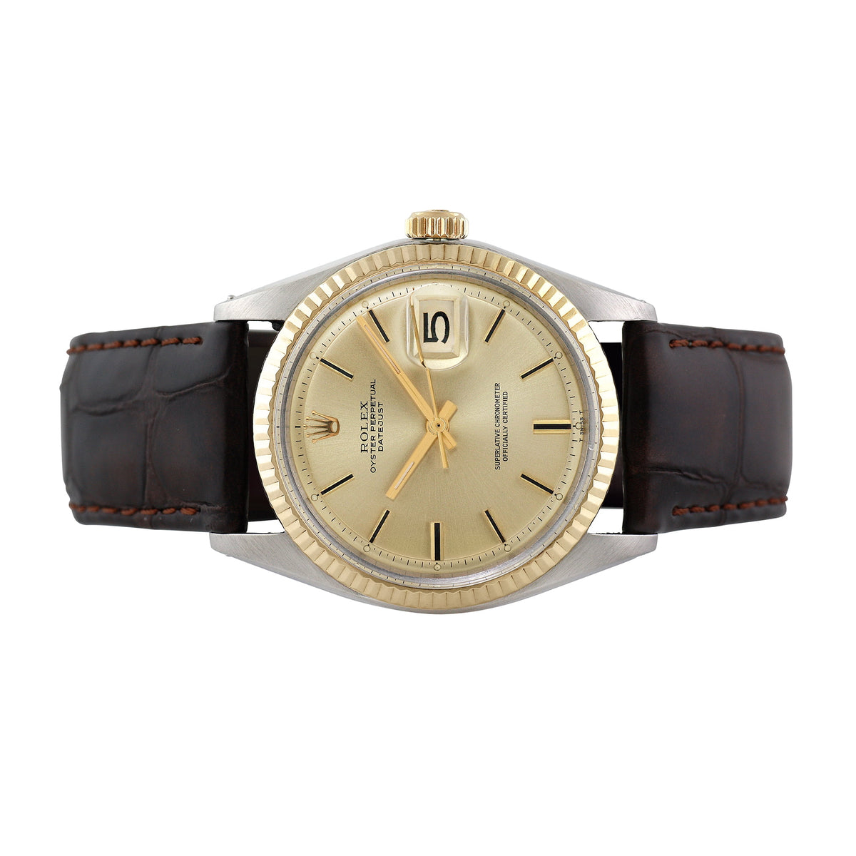 Pre-Owned Rolex Men's Datejust 36mm Generic brown leather Wristwatch