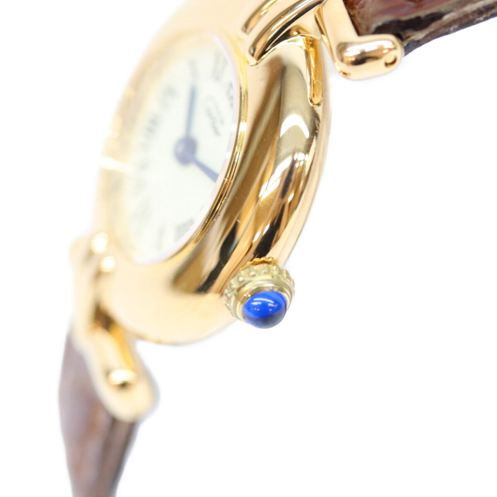 Pre-Owned Cartier W1000653 925 Must Colisée SM Ivory Roman Dial Vermeil Quartz Watch Gold...