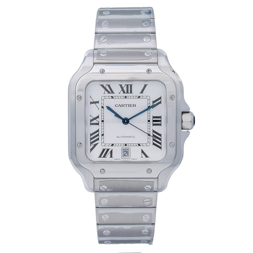 Pre-Owned Cartier Santos WSSA0030 40mm White Dial With Stainless Steel Bracelet
