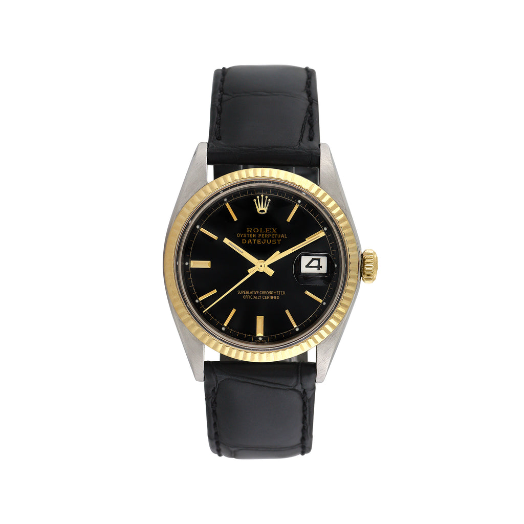 Pre-Owned Rolex Men's Datejust 36mm Generic black leather Wristwatch