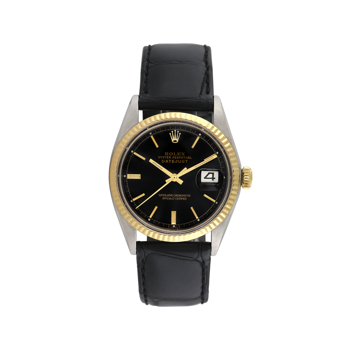 Pre-Owned Rolex Men's Datejust 36mm Generic black leather Wristwatch