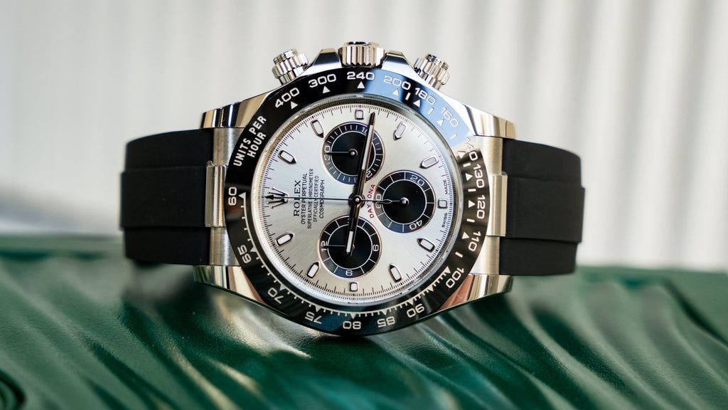 Pre-Owned Rolex Cosmograph Daytona 116519LN-0006 â€“ White Gold with Black Ceramic Bezel & Oysterflex Rubber Strap