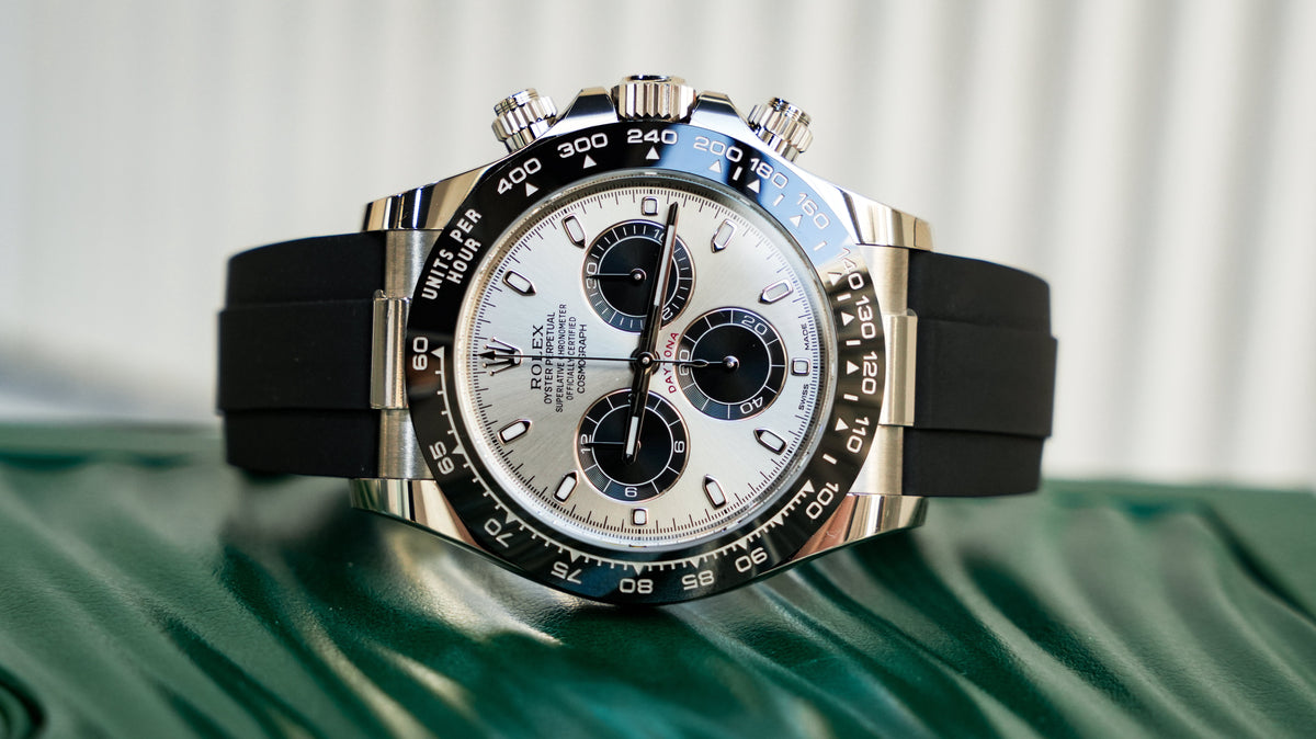 Pre-Owned Rolex Cosmograph Daytona 116519LN-0006 â€“ White Gold with Black Ceramic Bezel & Oysterflex Rubber Strap