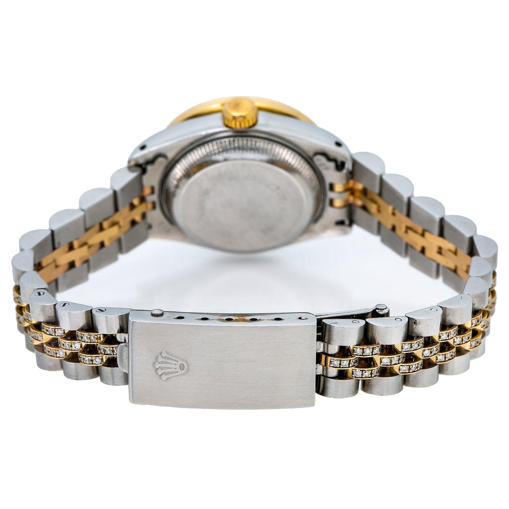 Pre-Owned Rolex Datejust 26MM 6917 Purple Diamond Dial Diamond Bezel Two Tone Yellow Gold Semi Diamond Jubilee Bracelet