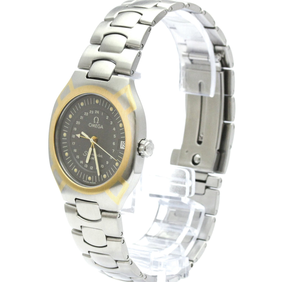 Pre-Owned OMEGA Seamaster Polaris GMT 18K Gold Steel Mens Watch 396.1122 Polished