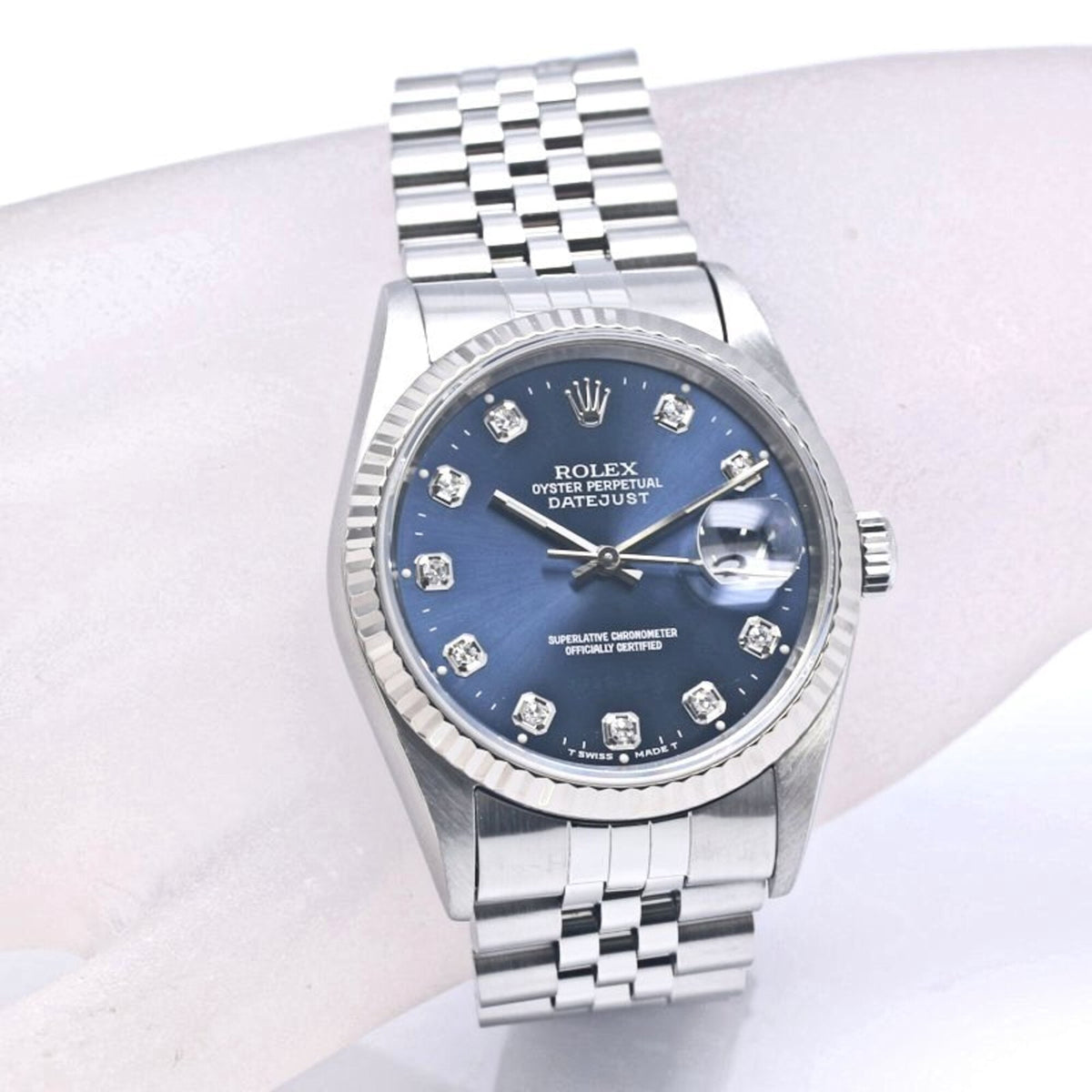 Pre-Owned ROLEX Datejust 10P Diamond 16234G Men's Watch 18K White Gold x Stainless Steel 40300