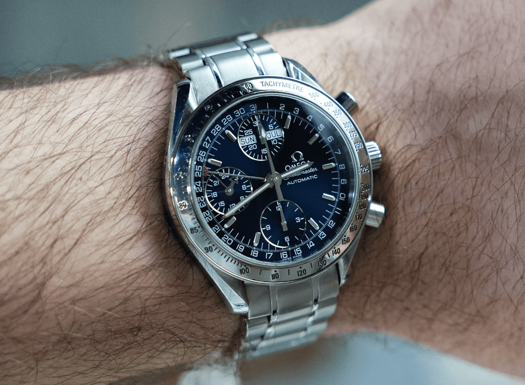 Pre-Owned Omega Speedmaster Day-Date 3523.80.00 â€“ 39mm Blue Dial with Stainless Steel Bracelet