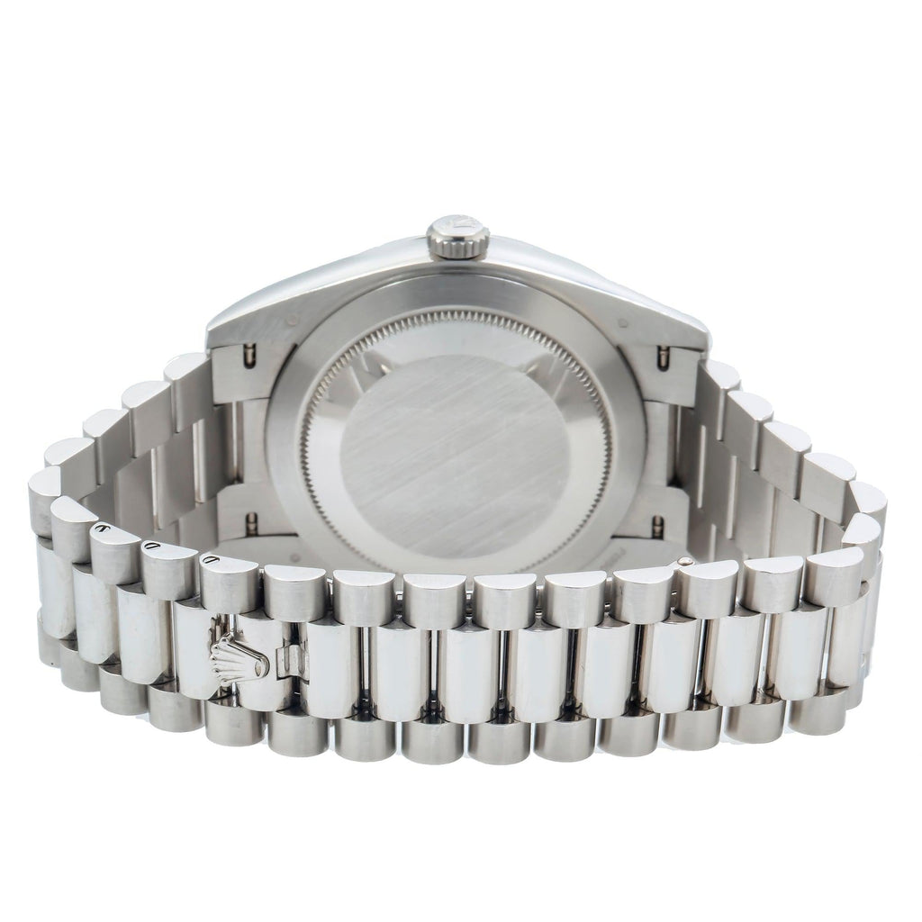 Pre-Owned Rolex Day-Date 40MM 228206 Ice Blue Roman Dial Platinum Smooth Bezel Platinum President Bracelet