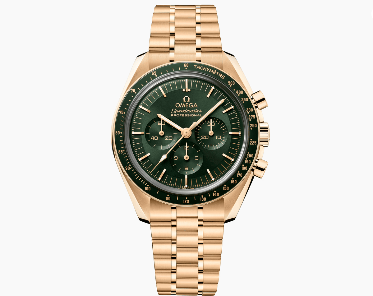 Pre-Owned Omega Speedmaster Moonwatch Professional - 42mm Green Dial in 18K Moonshineâ„¢ Gold