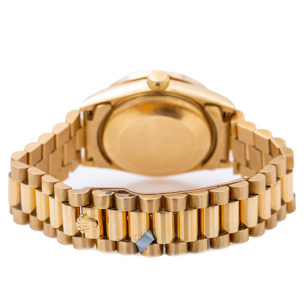 Pre-Owned Rolex Datejust 31MM 68278 Diamond Paved Arabic Dial Diamond Bezel 18K Yellow Gold President Bracelet 2.5ct
