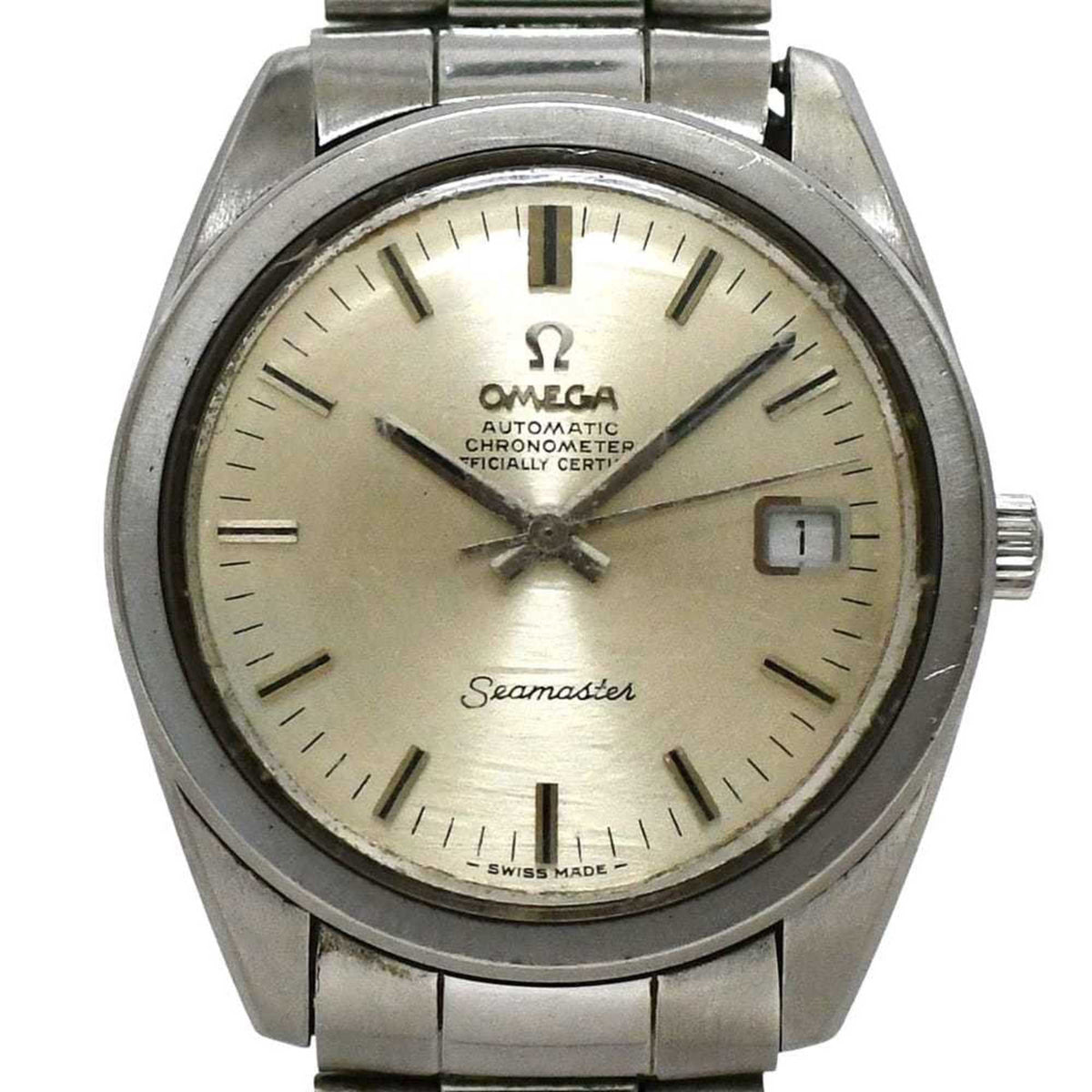 Pre-Owned Omega Seamaster Chronometer F-25200 Gold Silver Watch 168.022/166.28 Stainless Steel...