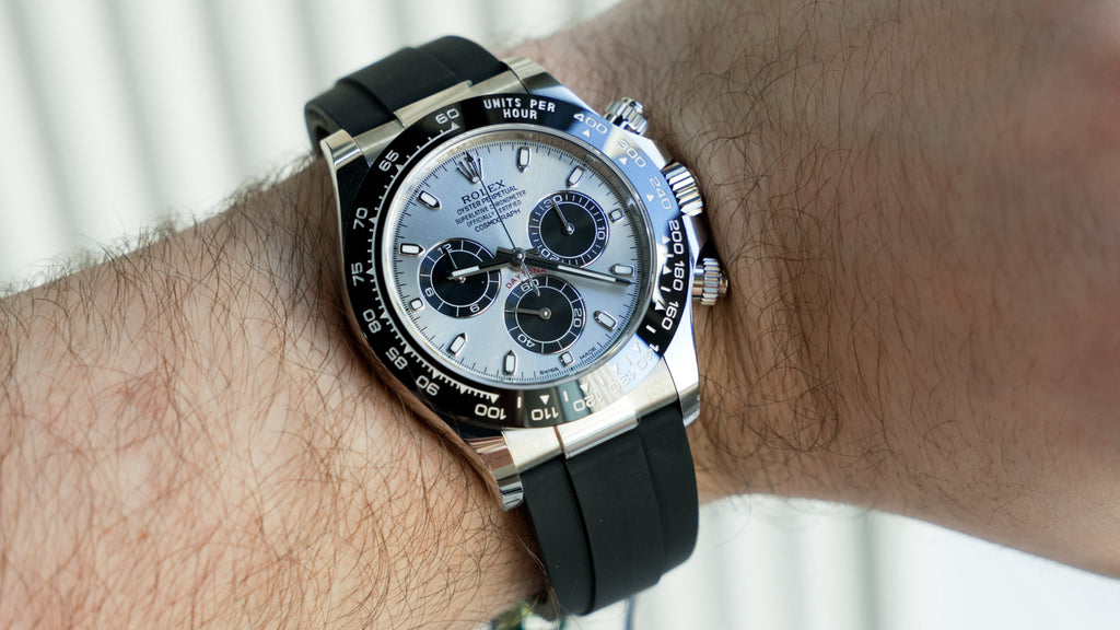 Pre-Owned Rolex Cosmograph Daytona 116519LN-0006 â€“ White Gold with Black Ceramic Bezel & Oysterflex Rubber Strap
