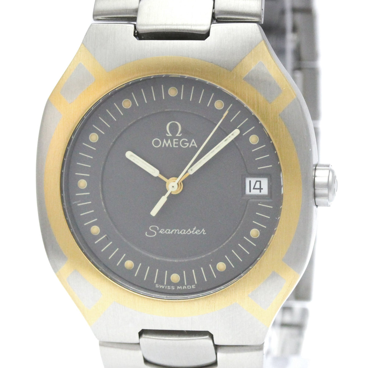 Pre-Owned OMEGA Seamaster Polaris 18K Gold Steel Mens Watch 396.1022 Polished