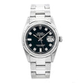 Pre-Owned Rolex Datejust 36MM 16234 Black Diamond Dial Fluted Bezel Stainless Steel Oyster Bracelet