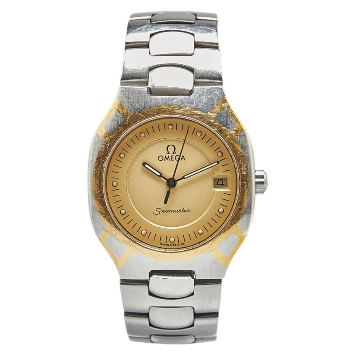 Pre-Owned OMEGA Seamaster Polaris Watch Quartz Gold Dial Stainless Steel Yellow Ladies