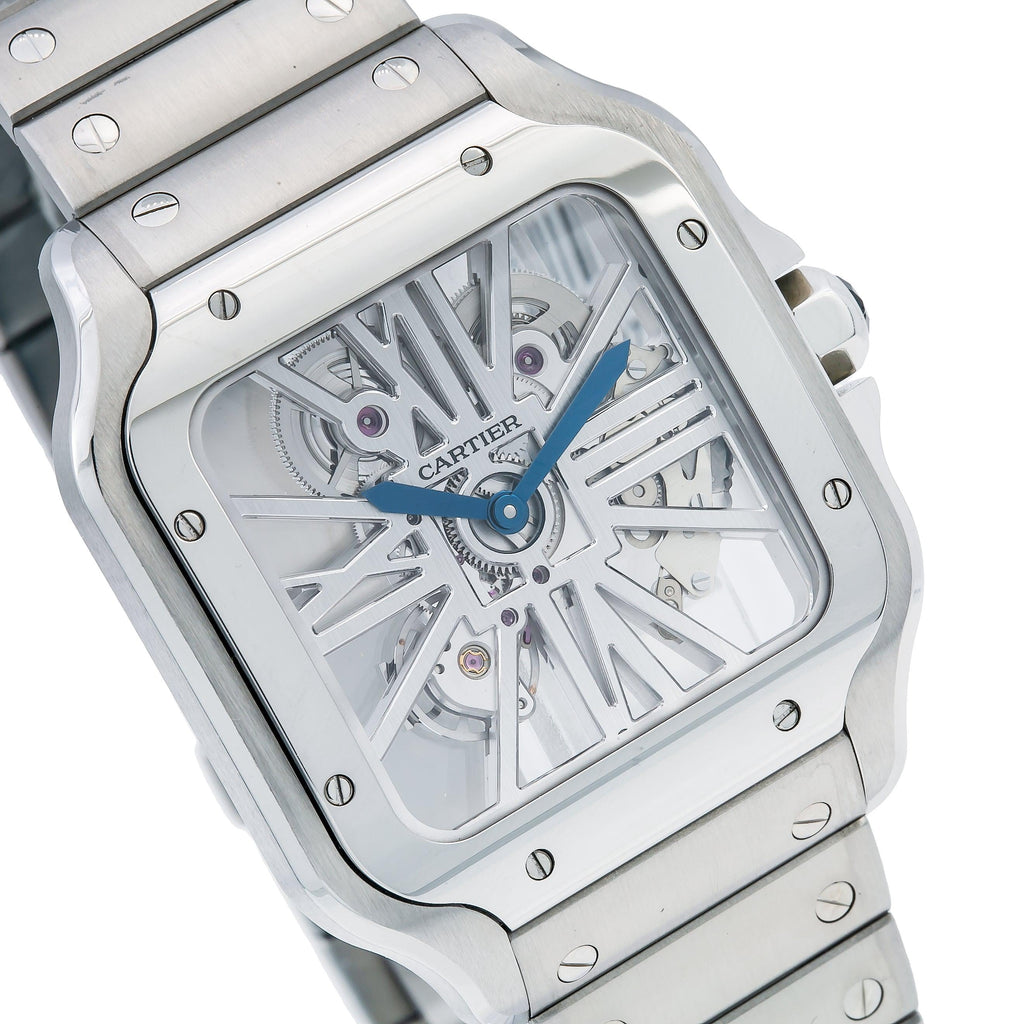 Pre-Owned Cartier Santos WHSA0015 39.8MM White Dial With Stainless Steel Bracelet