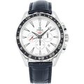 Pre-Owned Omega Seamaster Planet Ocean 600M Chronograph 44mm White Dial Black Leather Strap Watch