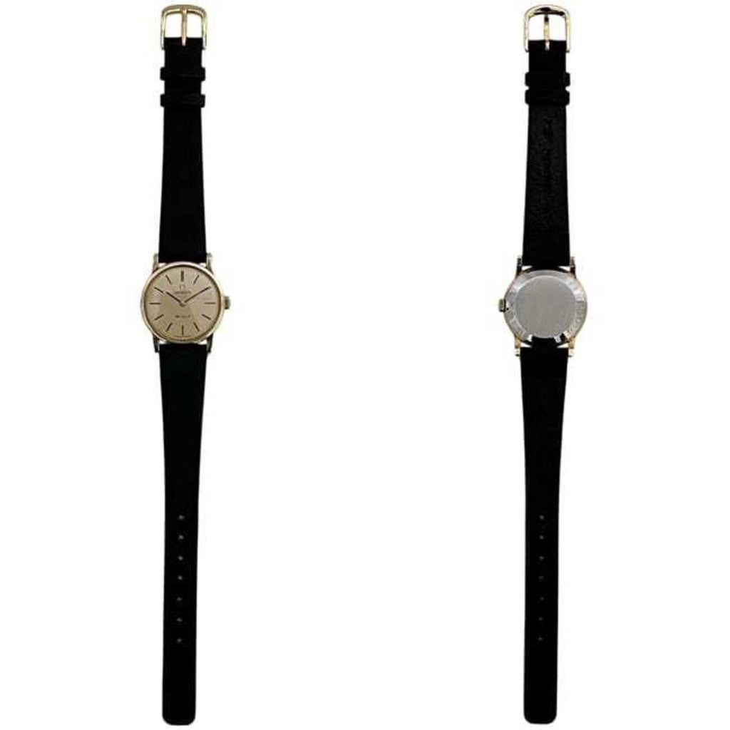 Pre-Owned Omega De Ville Watch f-25030 Gold Black Women's SS Leather Manual Winding OMEGA Dial...