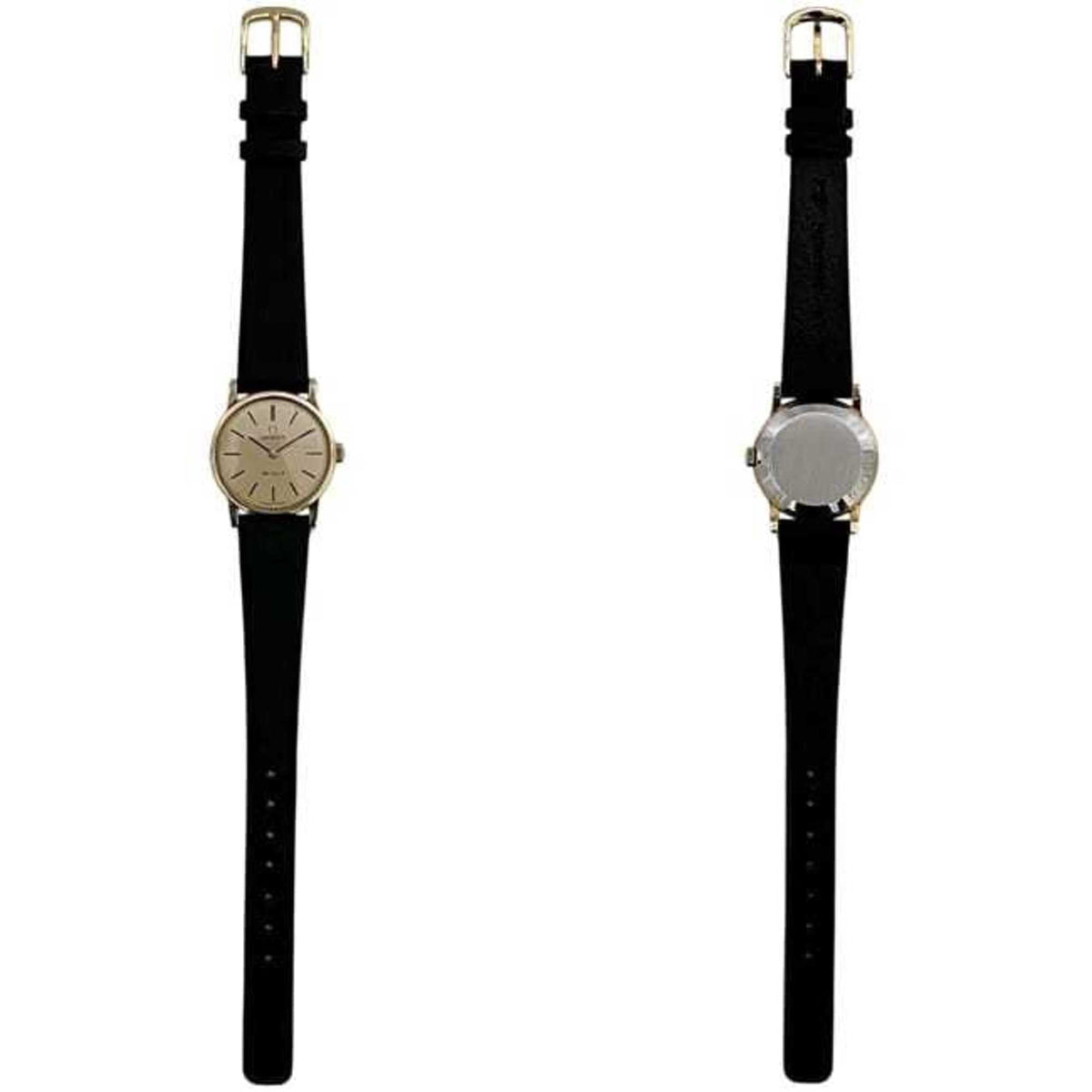 Pre-Owned Omega De Ville Watch f-25030 Gold Black Women's SS Leather Manual Winding OMEGA Dial...