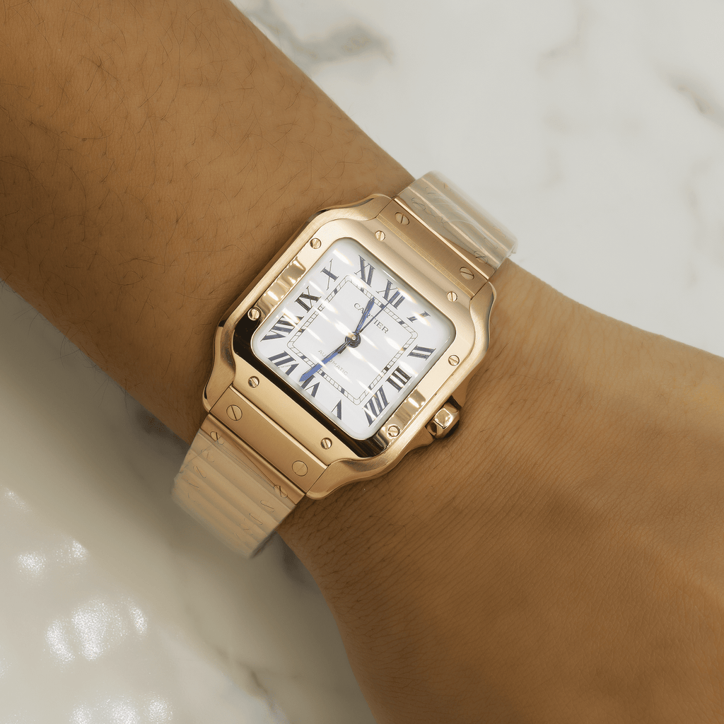 Pre-Owned CARTIER SANTOS DE CARTIER WGSA0029 39.8MM WHITE DIAL WITH YELLOW GOLD BRACELET