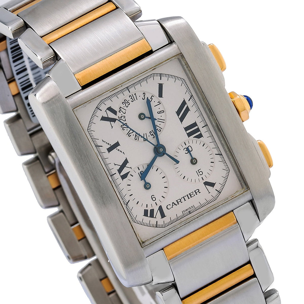 Pre-Owned Cartier Tank Française Chronograph W51004Q4 – 28mm White Dial | Stainless Steel Bracelet