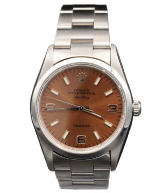 Pre-Owned Mens Rolex Stainless Steel Air-King Watch Salmon Arabic Dial 14000