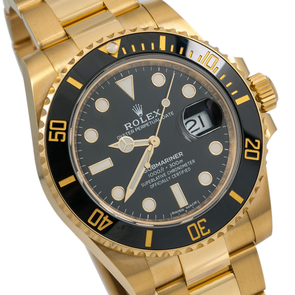 Pre-Owned Rolex Submariner Date 40MM 116618LN Black Dial Black Ceramic Bezel 18K Yellow Gold Oyster Bracelet