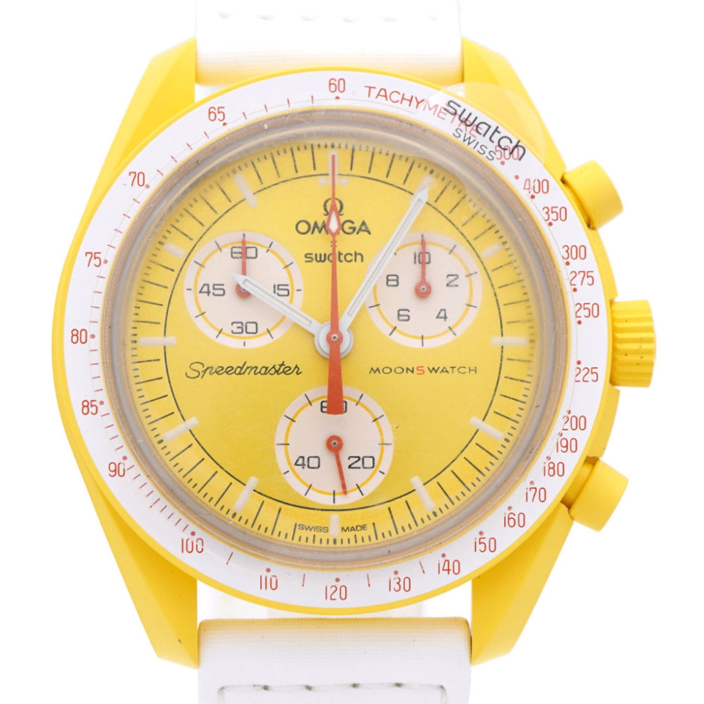 Pre-Owned Omega x Swatch Mission to the Sun Speedmaster SO33J100 Quartz Watch with...