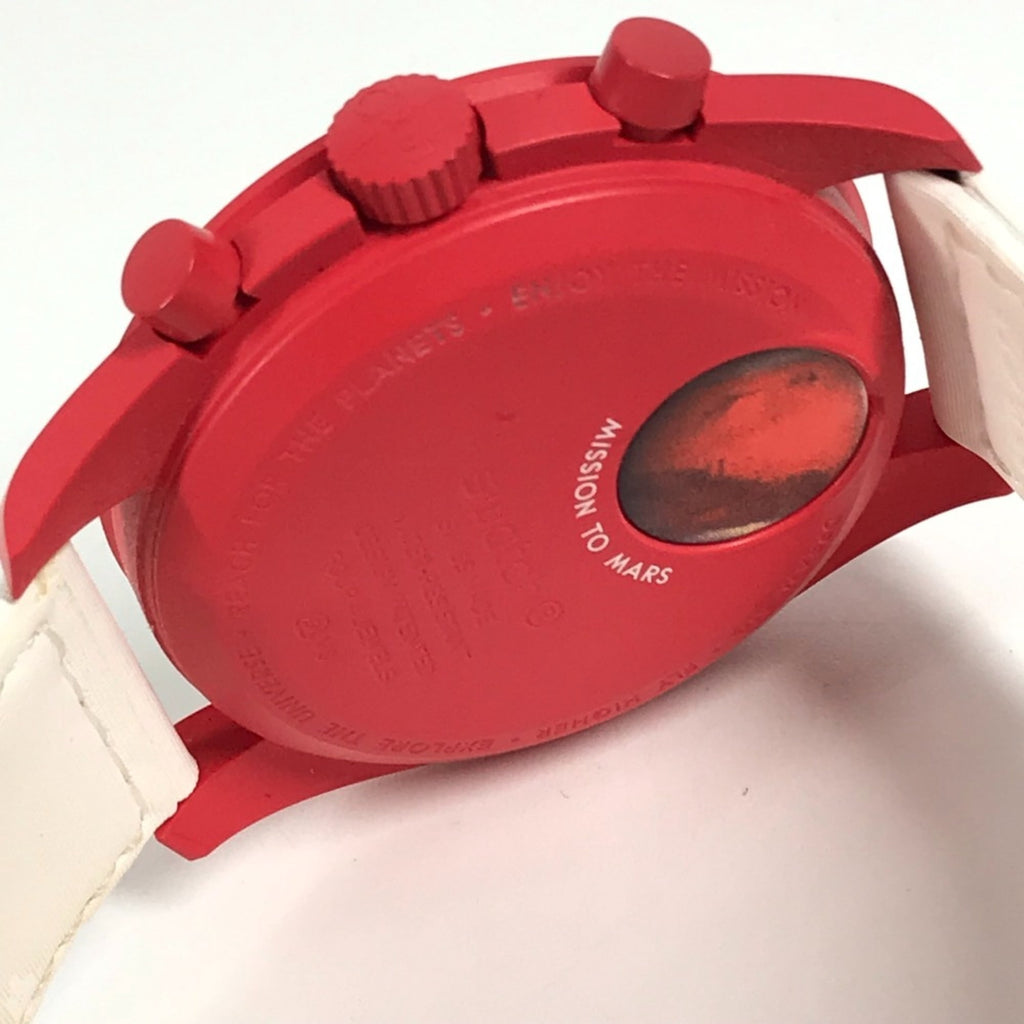 Pre-Owned OMEGA Swatch SO33R100 Omega collaboration Moon MISSION TO MARS Mars watch for women,...