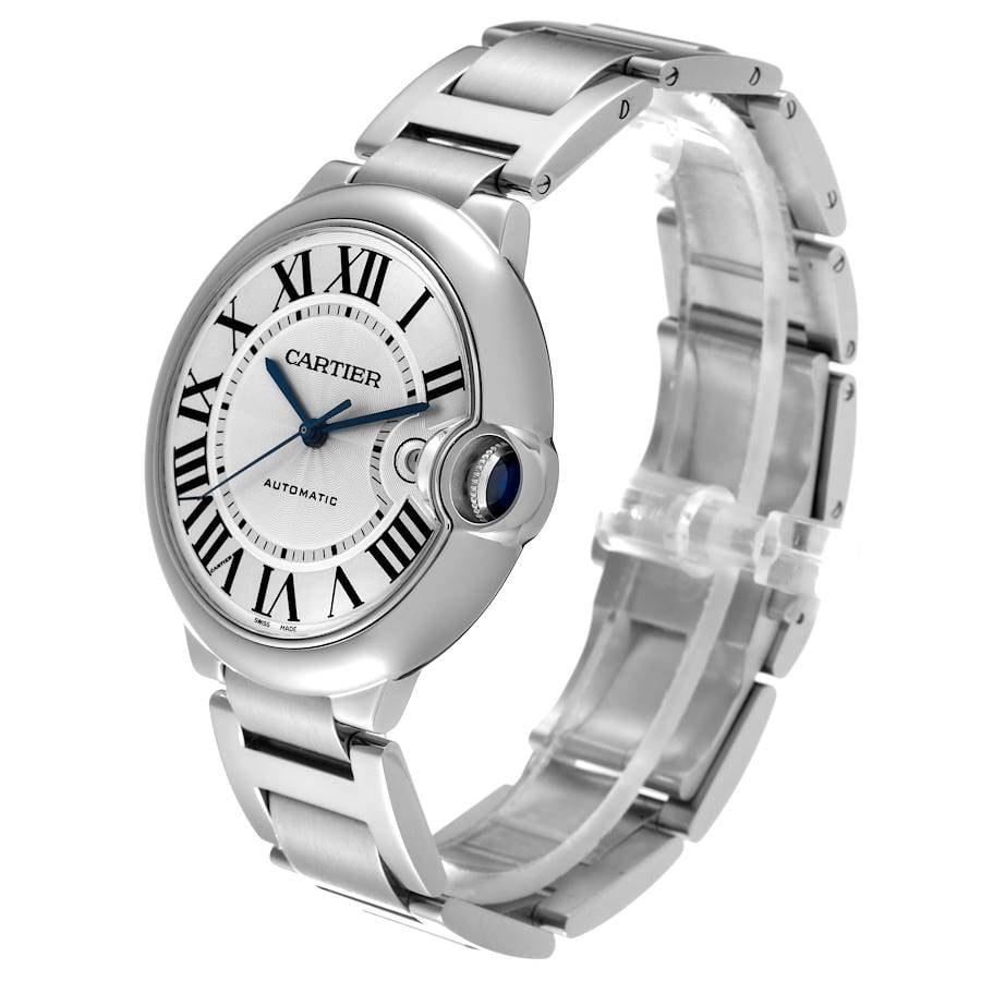Pre-Owned Cartier Ballon Bleu 42mm W69012Z4 White Dial With Stainless Steel Bracelet