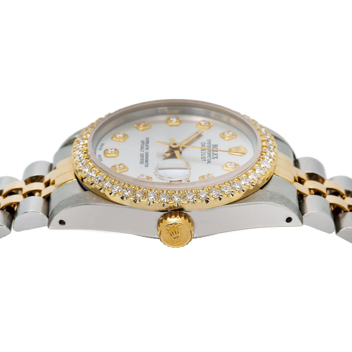 Pre-Owned Rolex Datejust 31MM 68273 Silver Diamond Dial Diamond Bezel Two Tone Yellow Gold Jubilee Bracelet