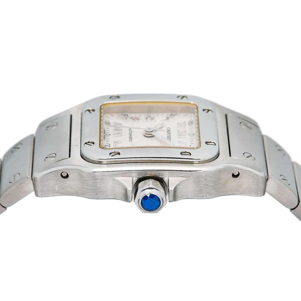 Pre-Owned Cartier Santos Galbée 24MM W20040D6 / 2423 Silver Roman Dial Stainless Steel Bracelet