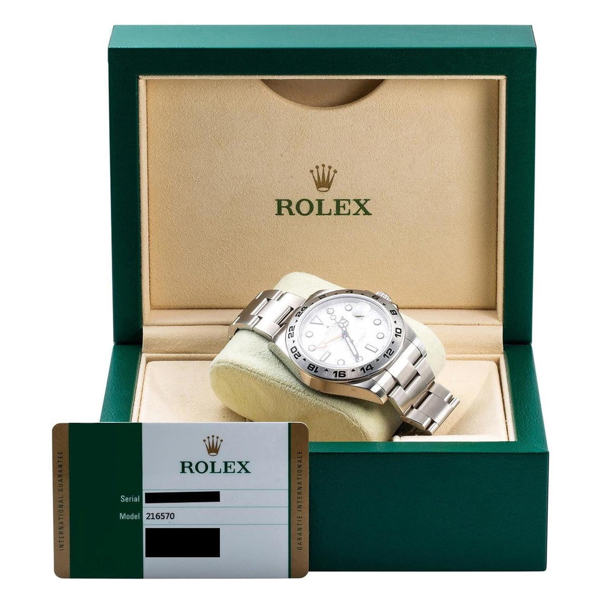 Pre-Owned Rolex Explorer II 42MM 216570 Polar White Dial Stainless Steel Bezel Stainless Steel Oyster Bracelet