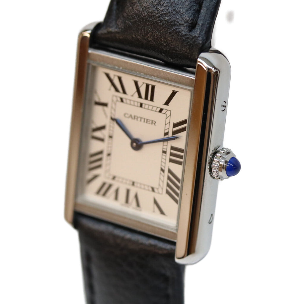 Pre-Owned Cartier WSTA0030 Tank Solo SM Quartz Watch with Silver Dial - Men's