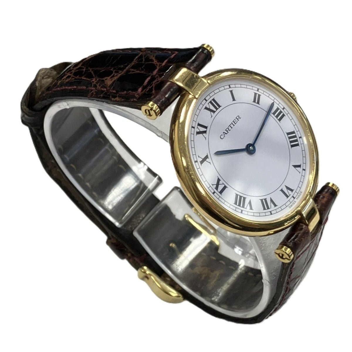 Pre-Owned Cartier Vendome Louis LM Watch, Total Weight 25g, 18K Gold Leather Strap, Quartz...