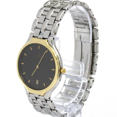 Pre-Owned OMEGA De Ville Symbol K18 Gold Steel Quartz Mens Watch 196.0316 Polished