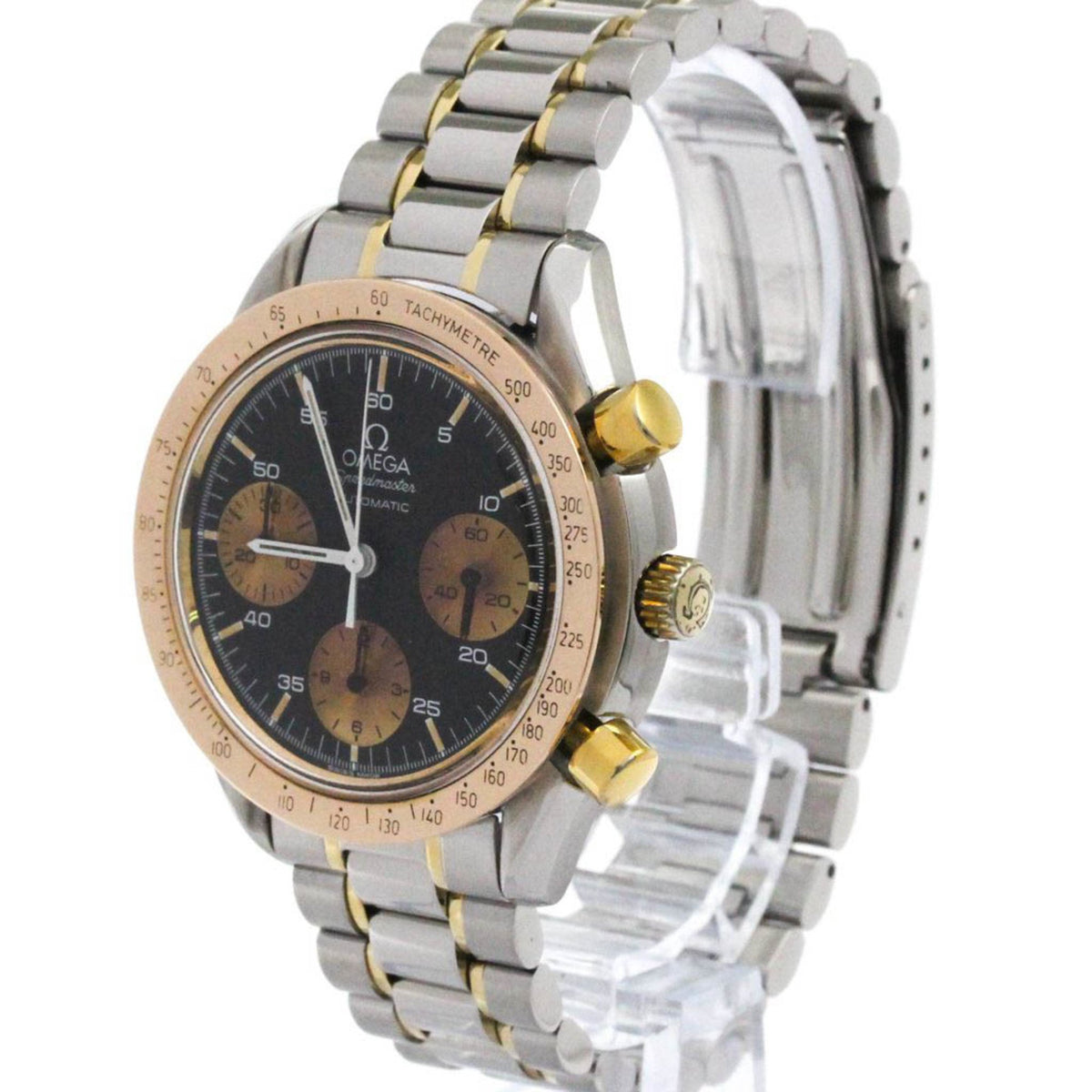 Pre-Owned OMEGA Speedmaster Automatic 18K Gold Steel Mens Watch 175.0033 Polished