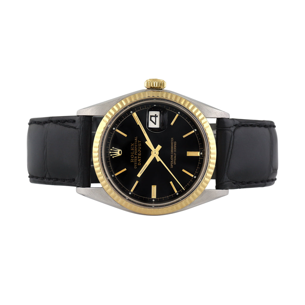 Pre-Owned Rolex Men's Datejust 36mm Generic black leather Wristwatch