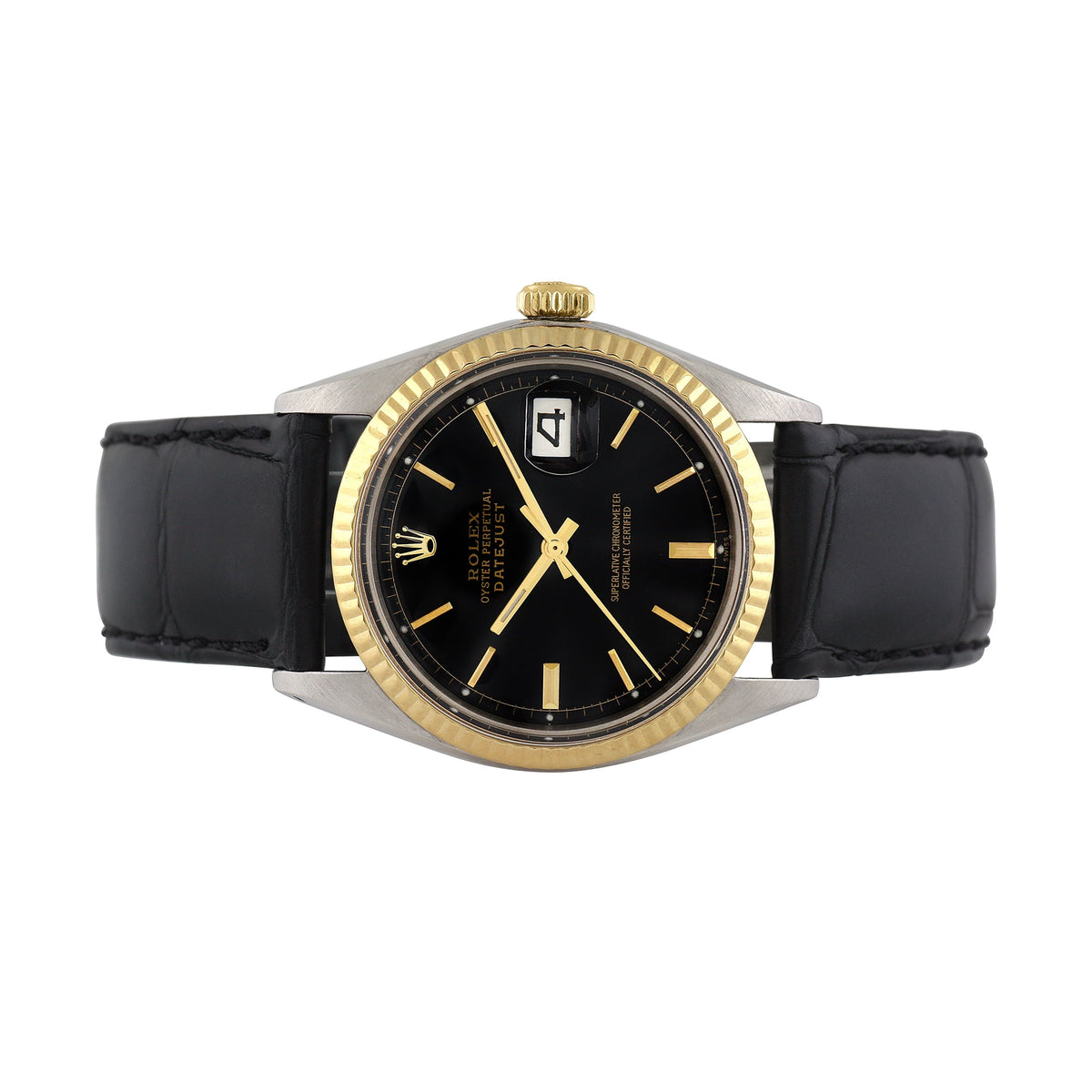 Pre-Owned Rolex Men's Datejust 36mm Generic black leather Wristwatch