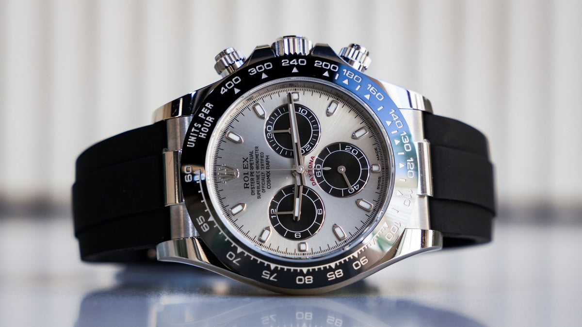 Pre-Owned Rolex Cosmograph Daytona 116519LN-0006 â€“ White Gold with Black Ceramic Bezel & Oysterflex Rubber Strap