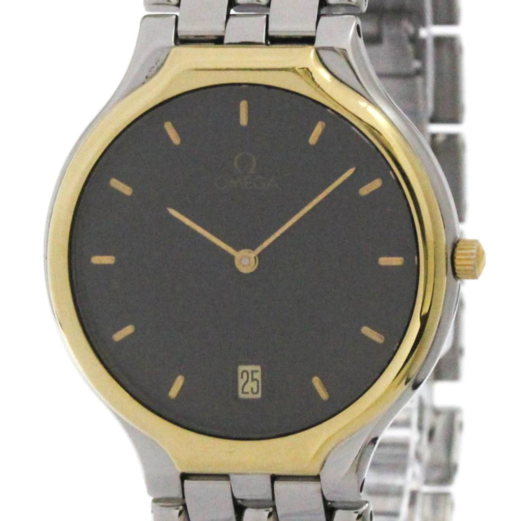 Pre-Owned OMEGA De Ville Symbol K18 Gold Steel Quartz Mens Watch 196.0316 Polished