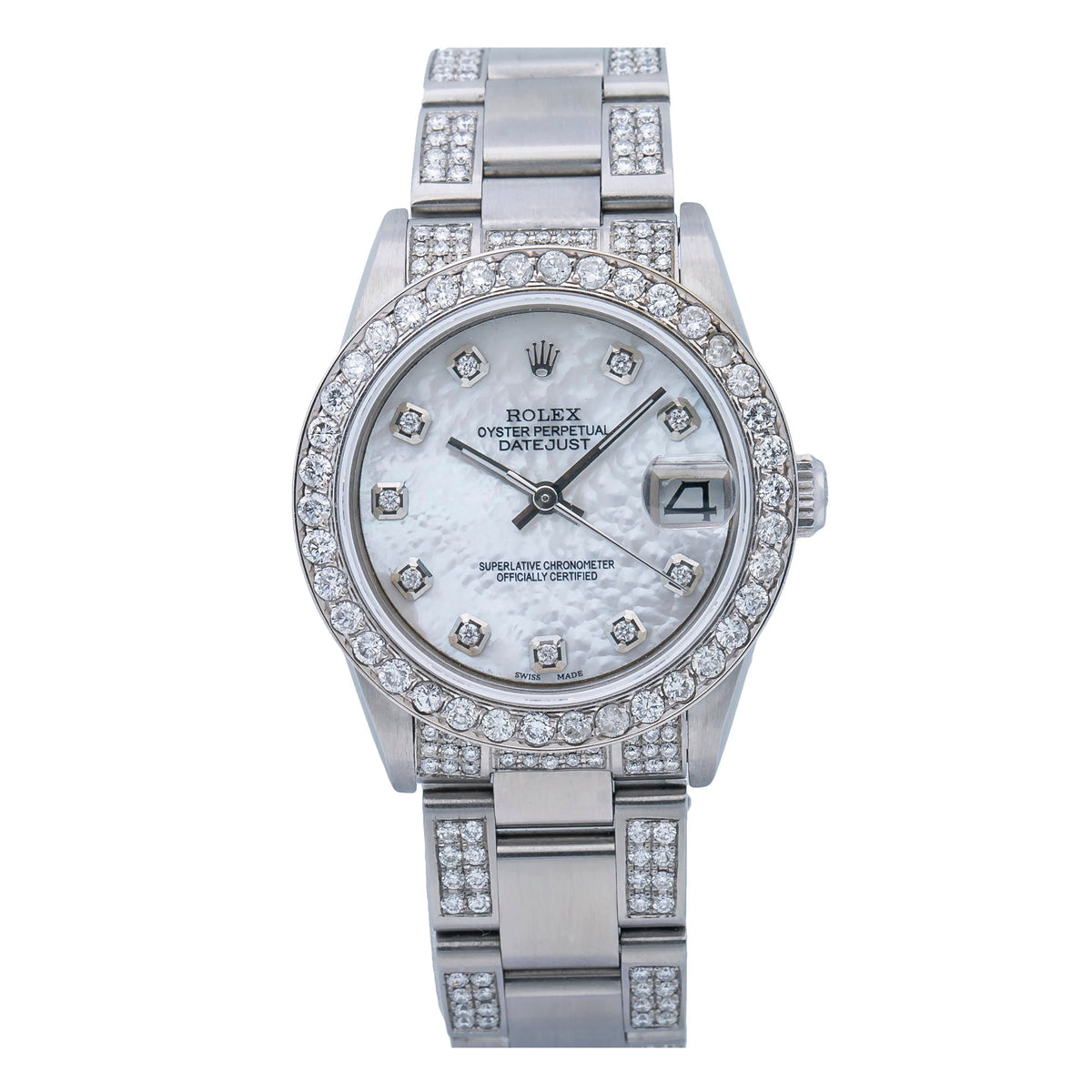 Pre-Owned Rolex Lady-Datejust 31MM 68240 White Diamond Dial With 4.75 CT Diamonds