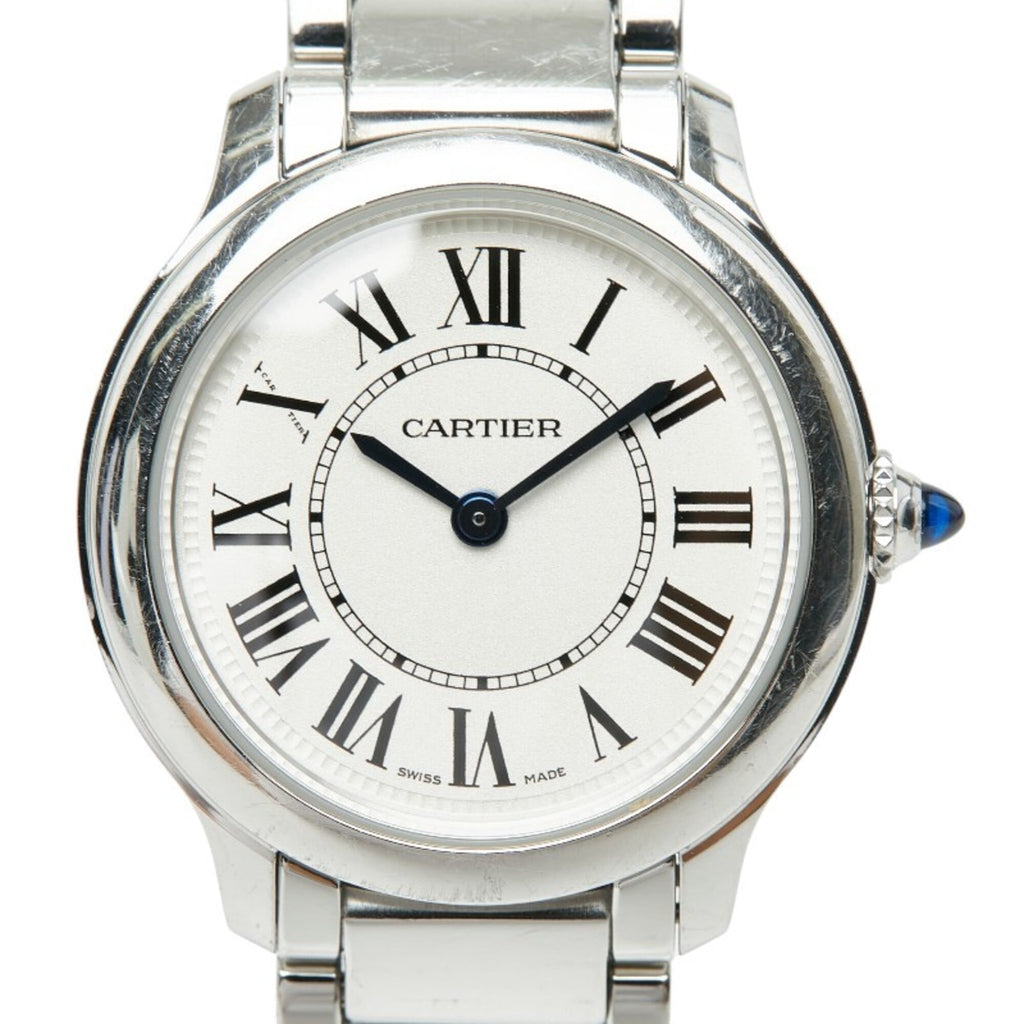 Pre-Owned Cartier Ronde Must de Online Exclusive Watch WSRN0033 Quartz White Dial Stainless...