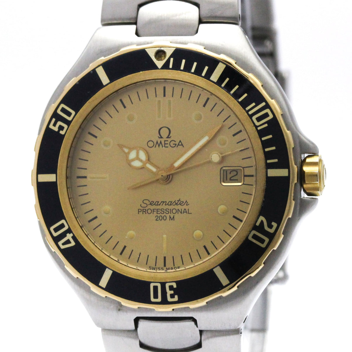 Pre-Owned OMEGA Seamaster Professional 18K Gold Steel Watch 396.1042 Polished