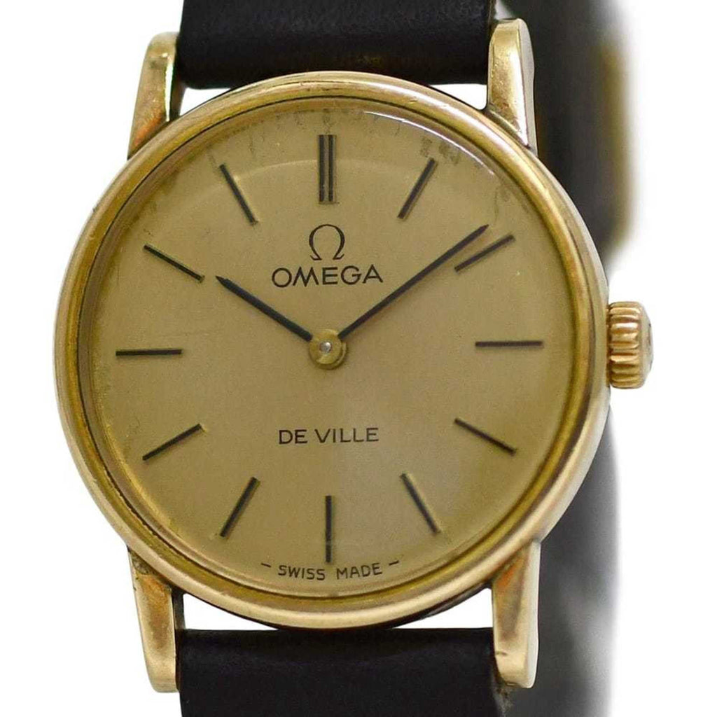 Pre-Owned Omega De Ville Watch f-25030 Gold Black Women's SS Leather Manual Winding OMEGA Dial...