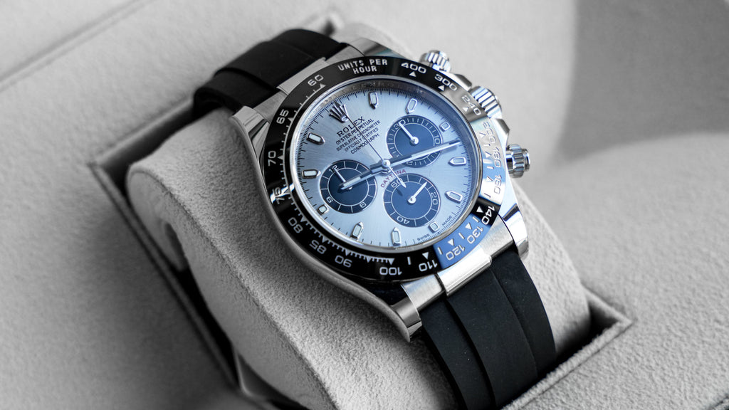 Pre-Owned Rolex Cosmograph Daytona 116519LN-0006 â€“ White Gold with Black Ceramic Bezel & Oysterflex Rubber Strap