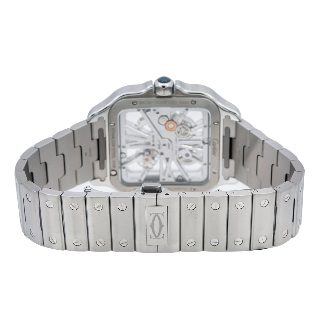 Pre-Owned Cartier Santos WHSA0015 39.8MM White Dial With Stainless Steel Bracelet