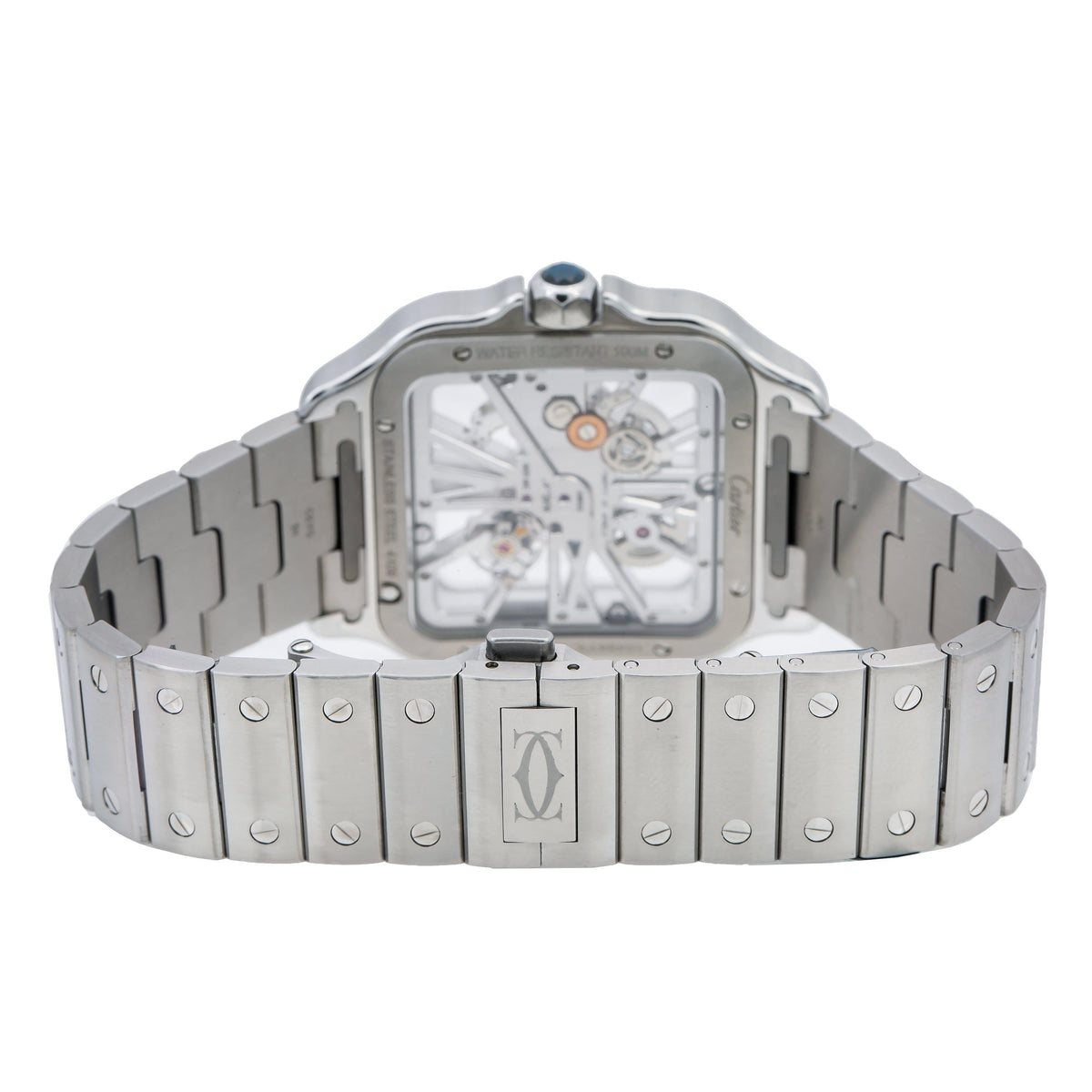 Pre-Owned Cartier Santos WHSA0015 39.8MM White Dial With Stainless Steel Bracelet