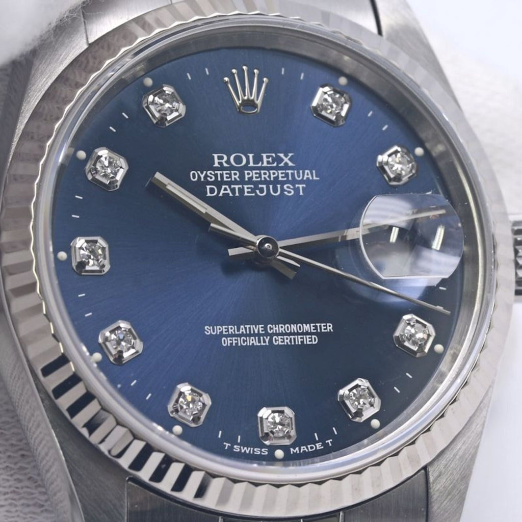 Pre-Owned ROLEX Datejust 10P Diamond 16234G Men's Watch 18K White Gold x Stainless Steel 40300